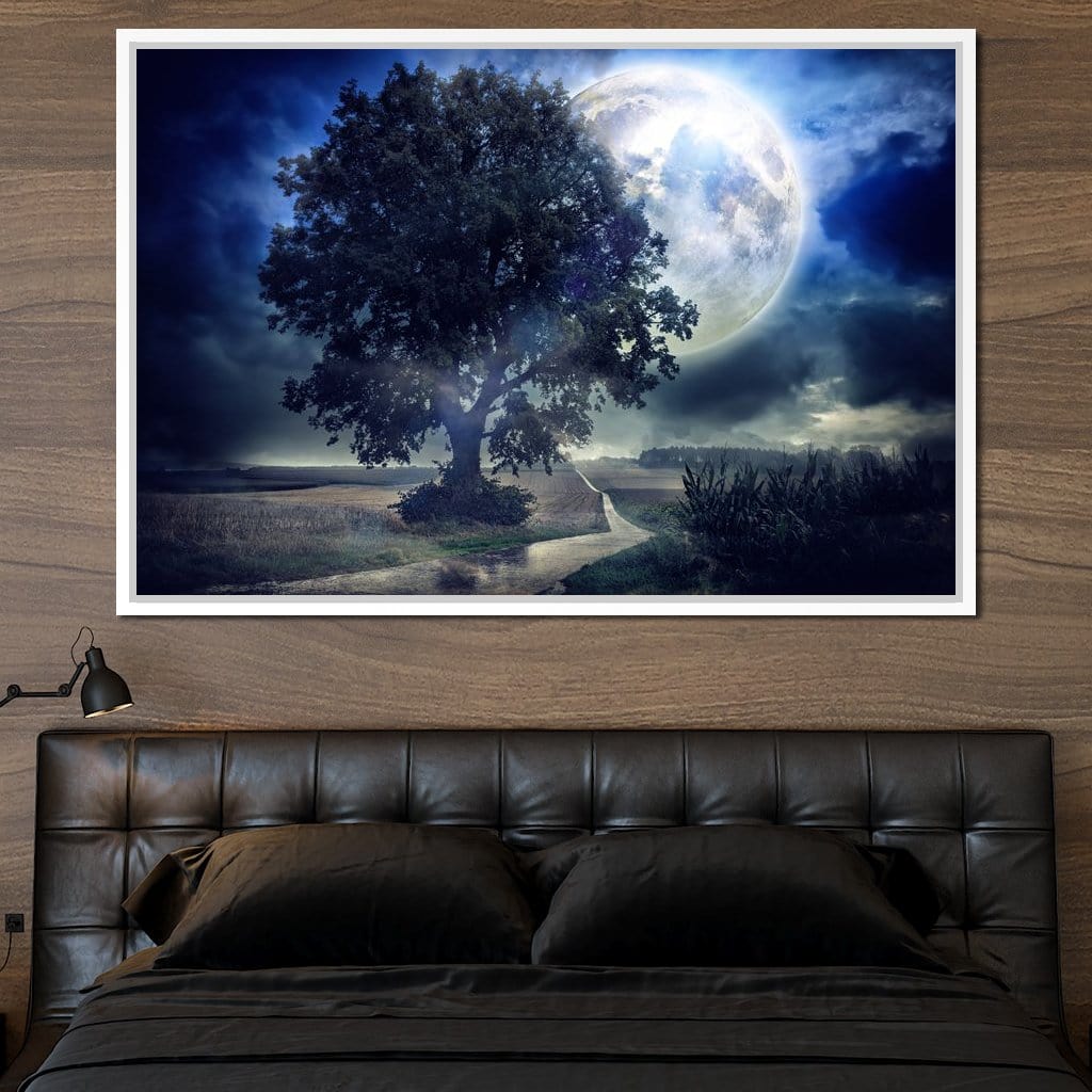 Giant Moon Summer Night Canvas Wall Art