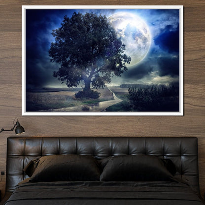 Giant Moon Summer Night Canvas Wall Art
