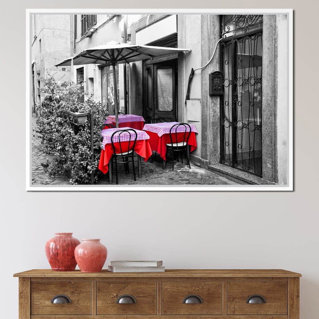 Red Tables In Rome Canvas Wall Art