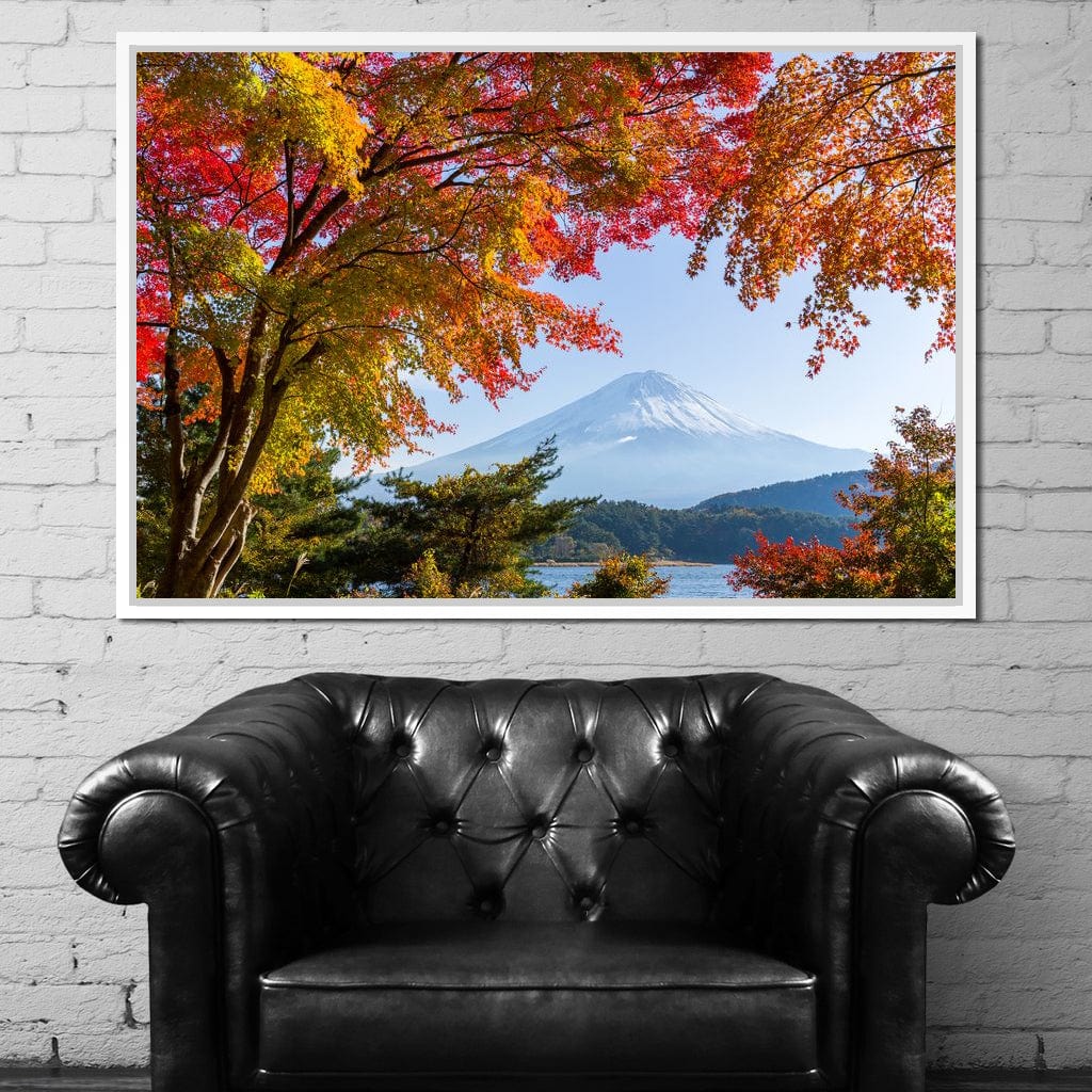 Autumn Trees by Mount Fuji Canvas Wall Art