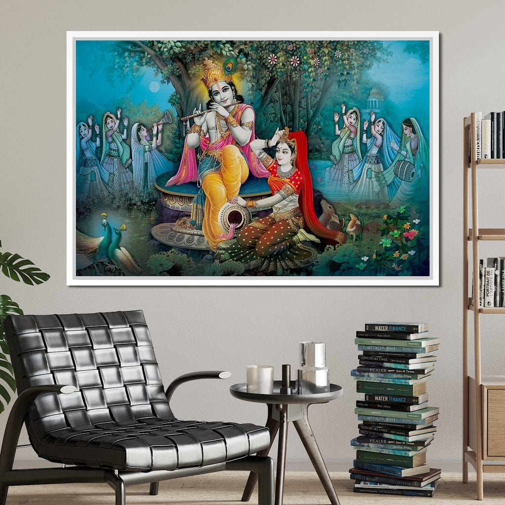 Radha & Krishna Love Tree Canvas Wall Art