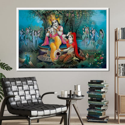 Radha & Krishna Love Tree Canvas Wall Art