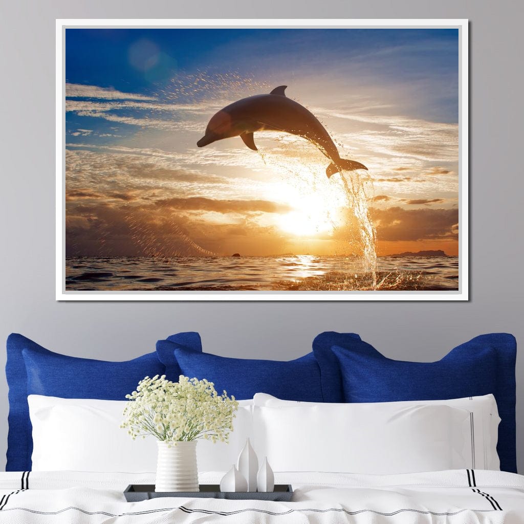 Leaping Dolphin Canvas Wall Art