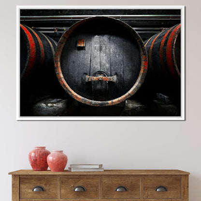 Traditional Wood Barrel Canvas Wall Art