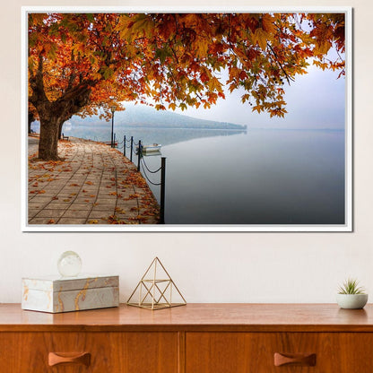 Lakeshore by Fall Canvas Wall Art