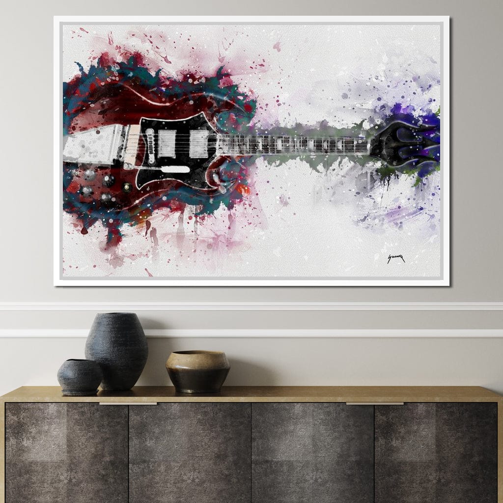 Angus Young's Red Guitar Canvas Wall Art