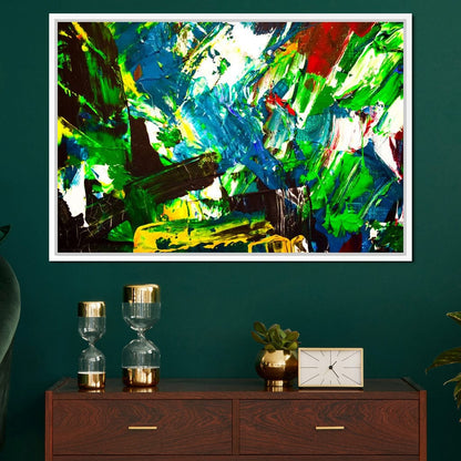 Abstract Emerald Splash Canvas Wall Art