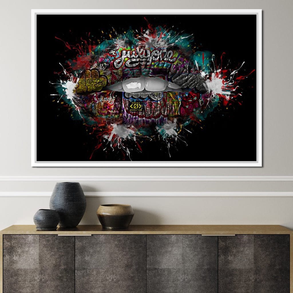 Graffiti Lips Canvas Wall Art