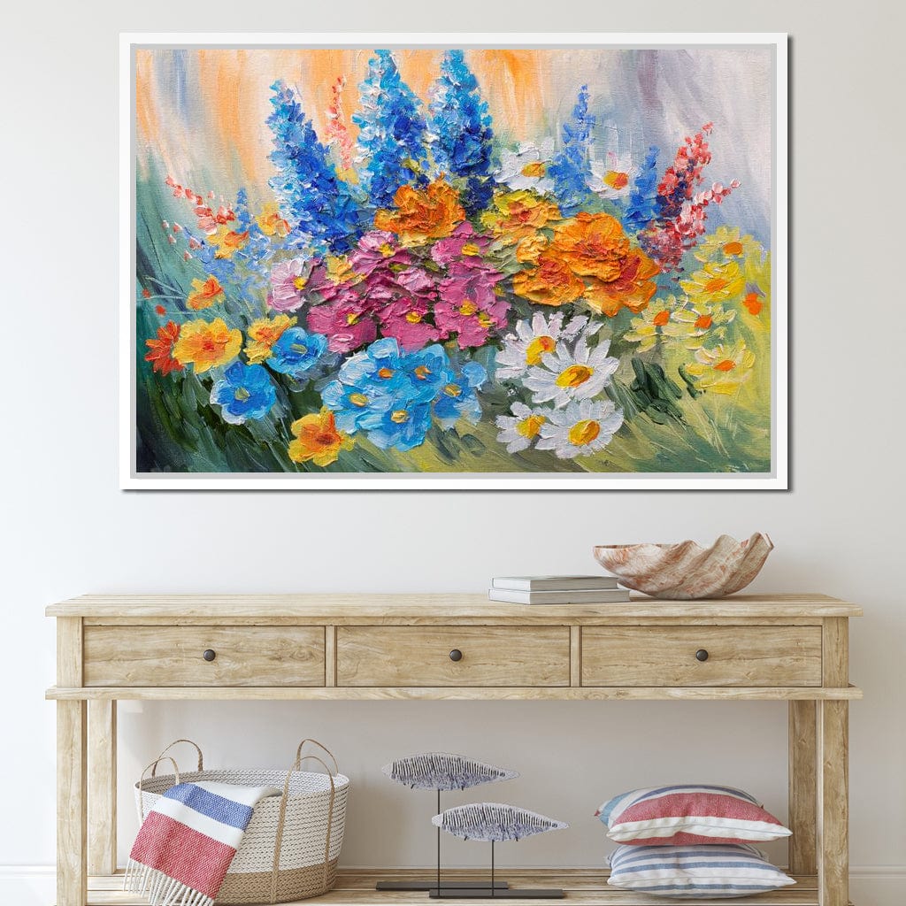 Abstract Bouquet of Spring Flowers Canvas Wall Art