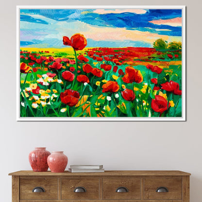 Field of Red Poppies Canvas Wall Art
