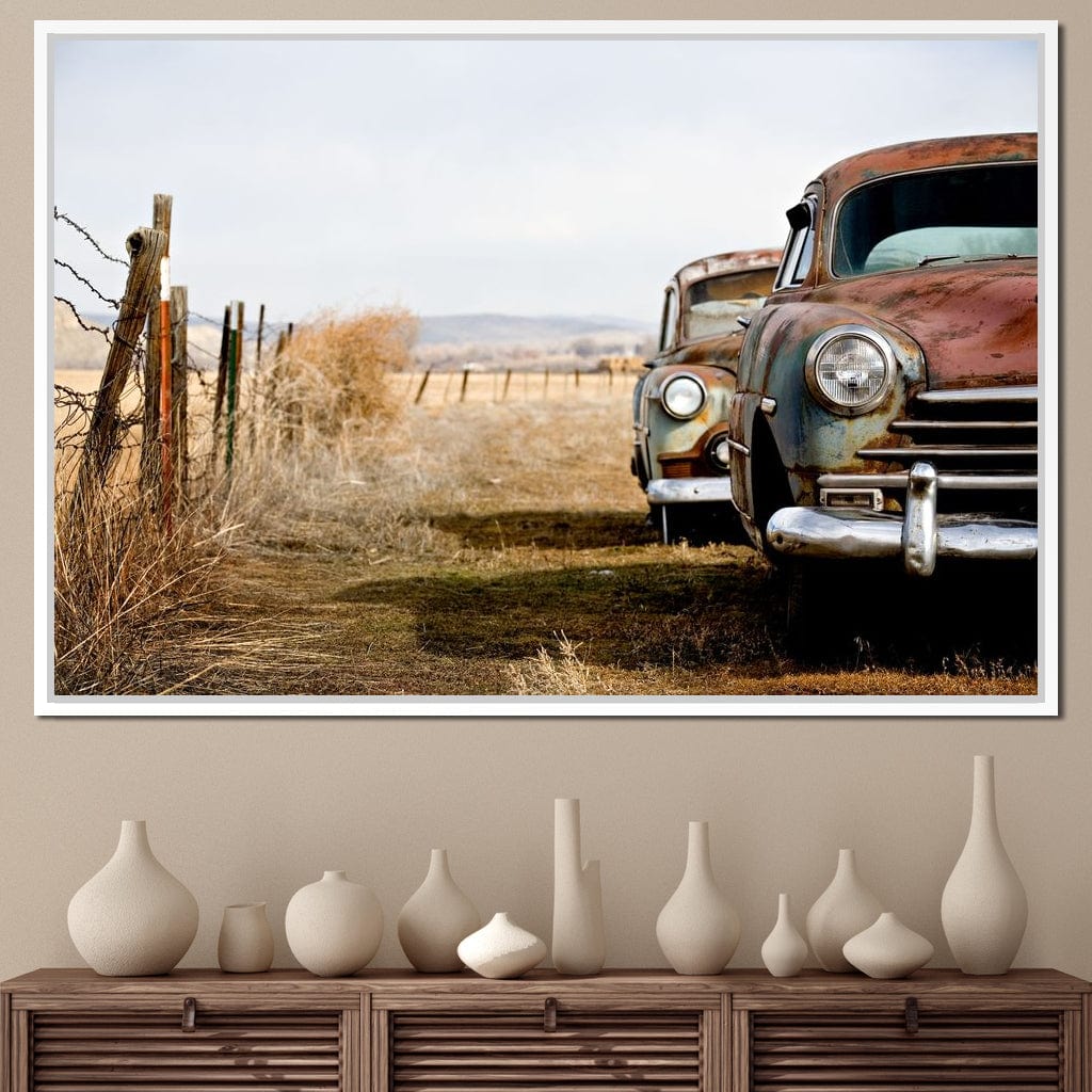 Abandoned Cars Canvas Wall Art