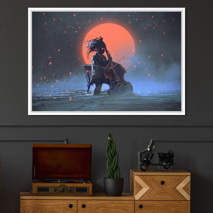 Mysterious Man Playing the Cello Canvas Wall Art