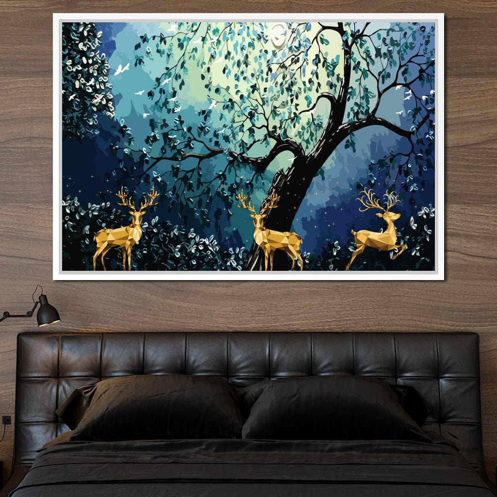 Golden Deers Canvas Wall Art