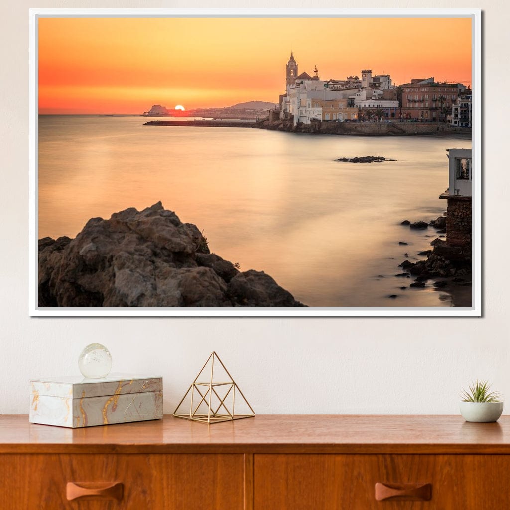 Sunset over Sitges Canvas Wall Art