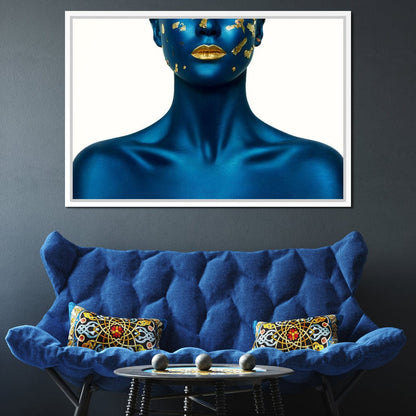 Blue Body Paint Canvas Wall Art