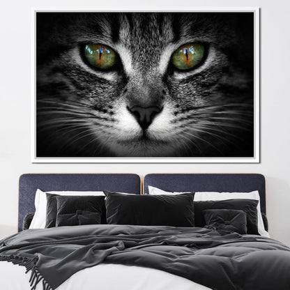 Green Eyed Cat Canvas Wall Art
