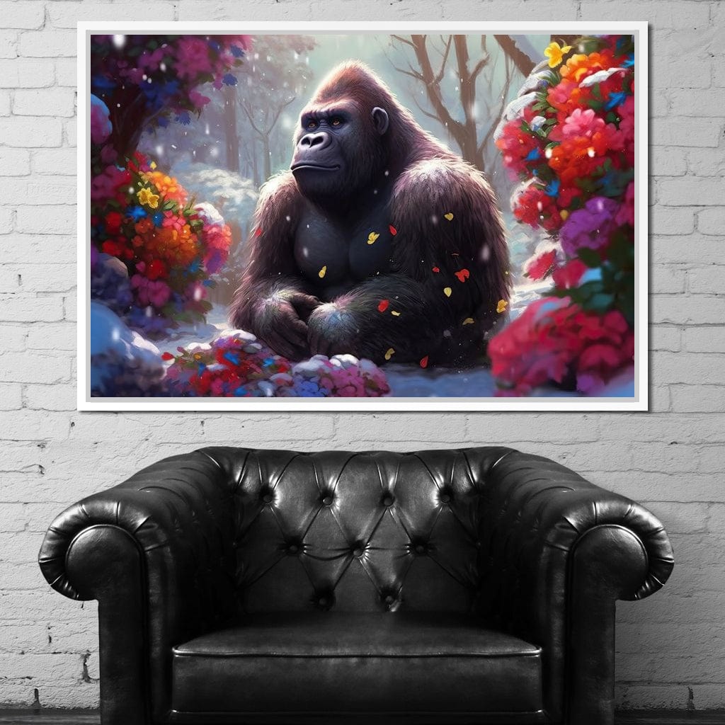 Winter Gorilla Canvas Wall Art