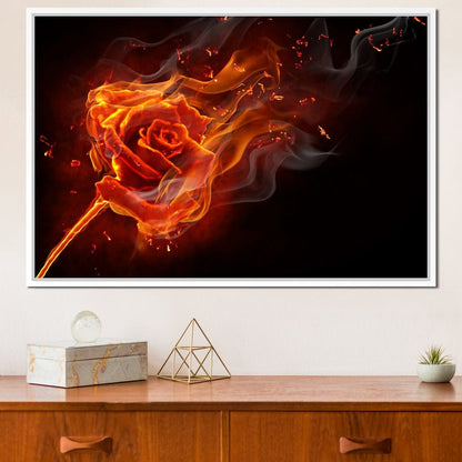 Rose on Fire Canvas Wall Art