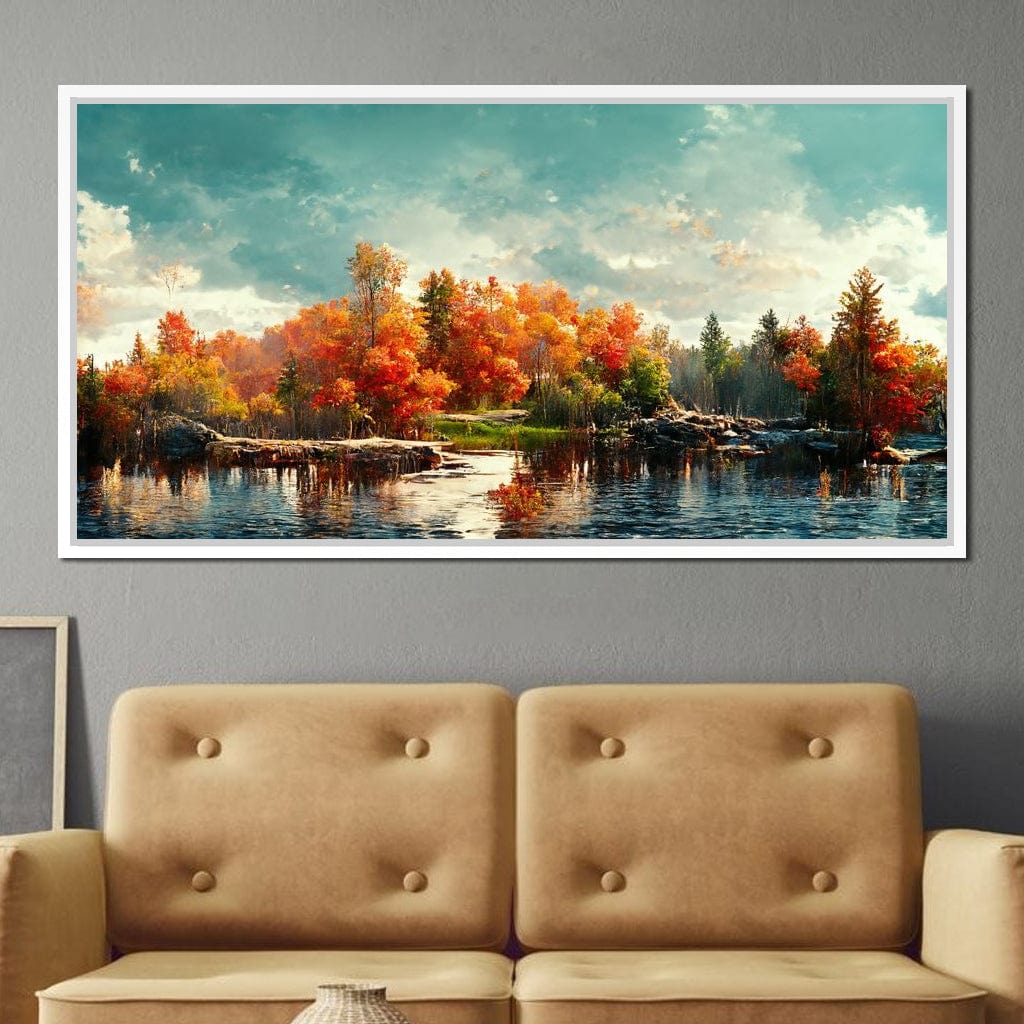 Lakefall Landscape Canvas Wall Art