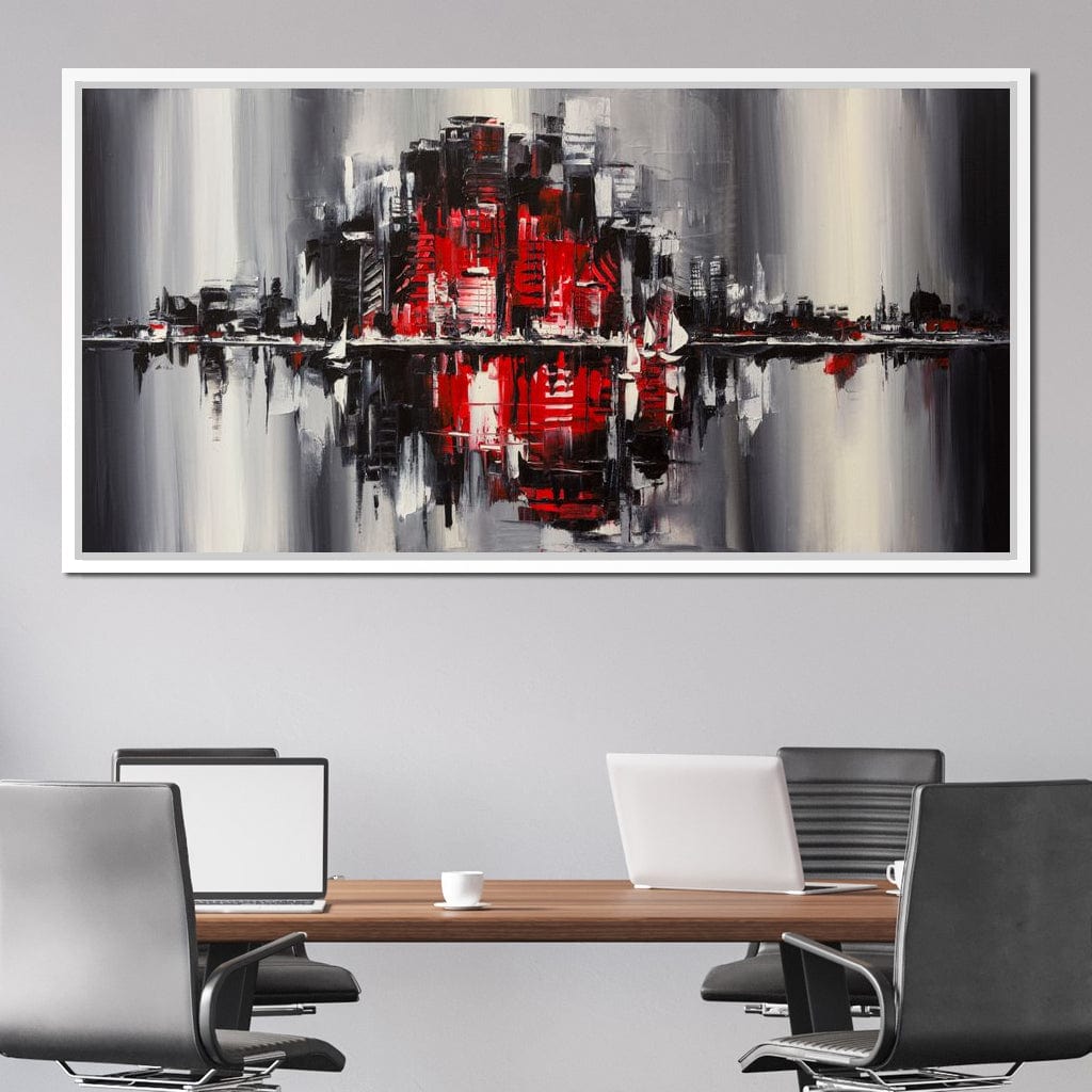 Red Black & Grey Skyline Canvas Wall Art