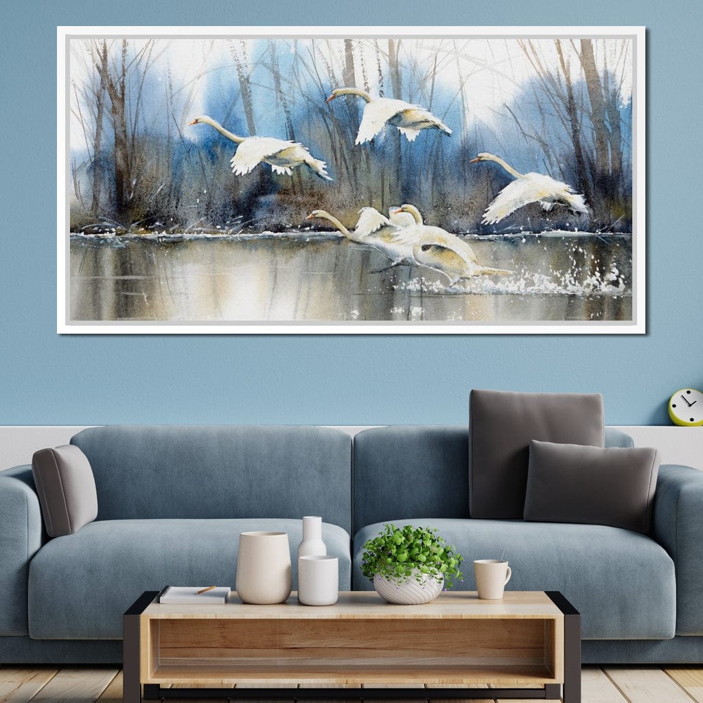White Swans Canvas Wall Art