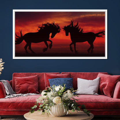Stallion Sunset Canvas Wall Art
