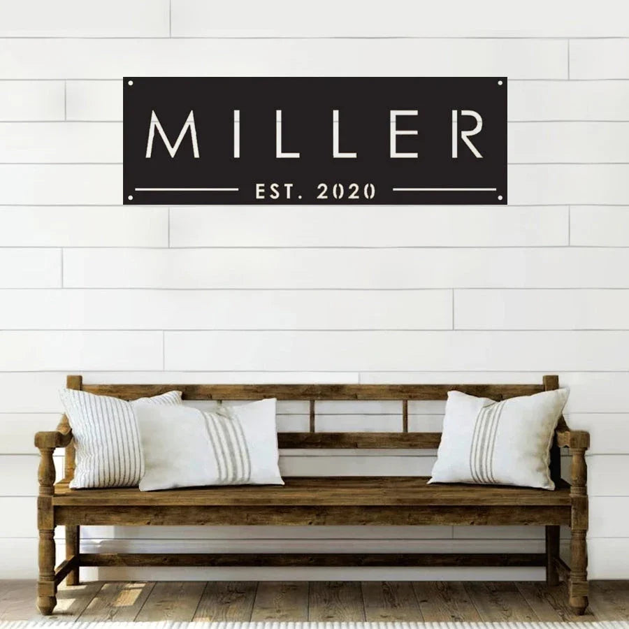 Family Name Est Metal Sign - 18 inches - metal sign