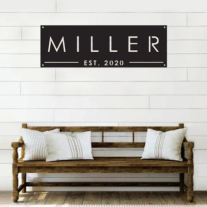 Family Name Est Metal Sign - 18 inches - metal sign