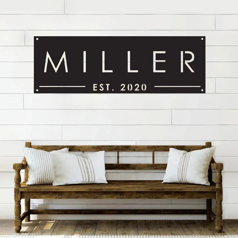 Family Name Est Metal Sign - 24 inches - metal sign