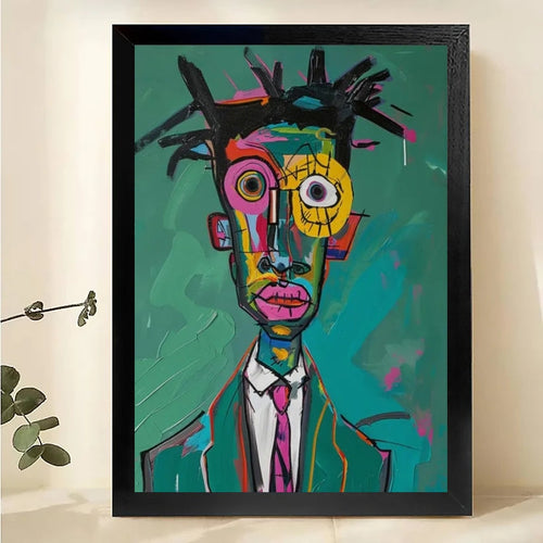 The Bold Abstract Portrait – Modern Avant-Garde Wall Art on Natural Wood Canvas