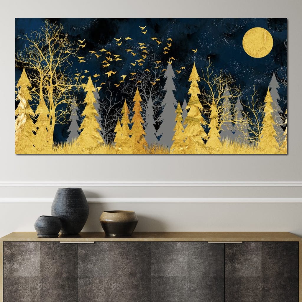 Golden Moonlight Canvas Wall Art