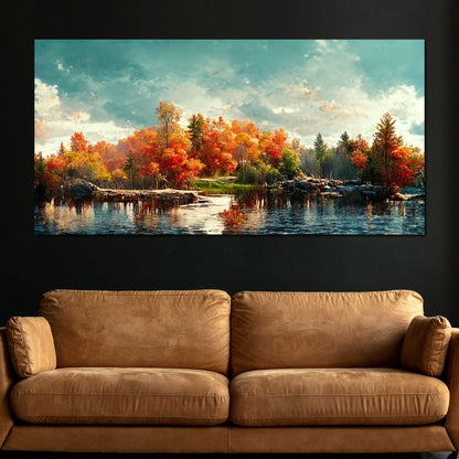 Lakefall Landscape Canvas Wall Art