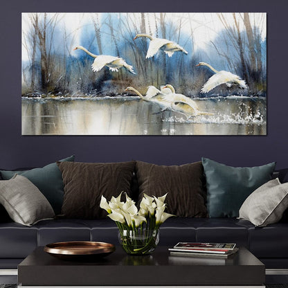 White Swans Canvas Wall Art