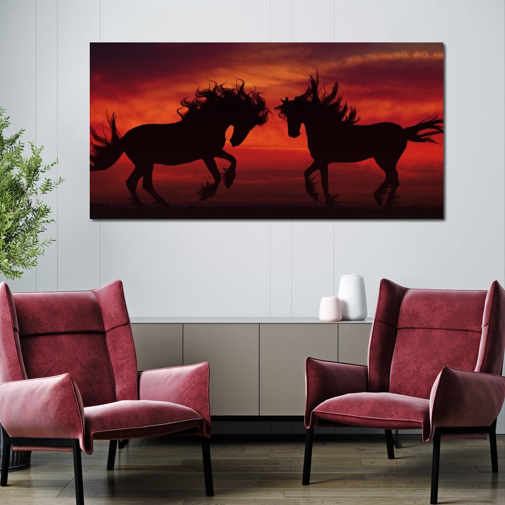 Stallion Sunset Canvas Wall Art