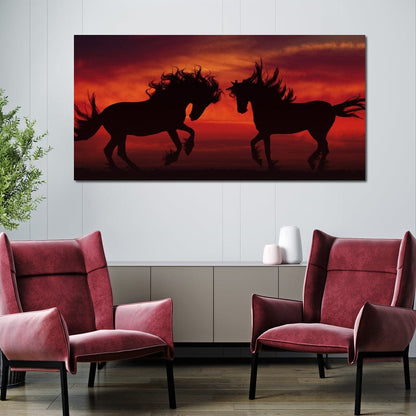 Stallion Sunset Canvas Wall Art