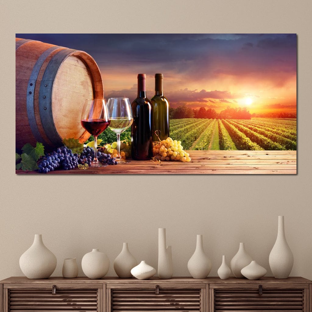 Wine Valley Sunset Canvas Wall Art