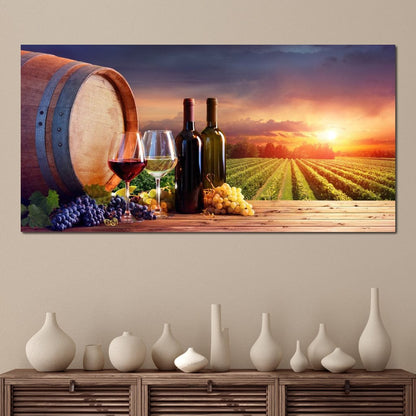 Wine Valley Sunset Canvas Wall Art