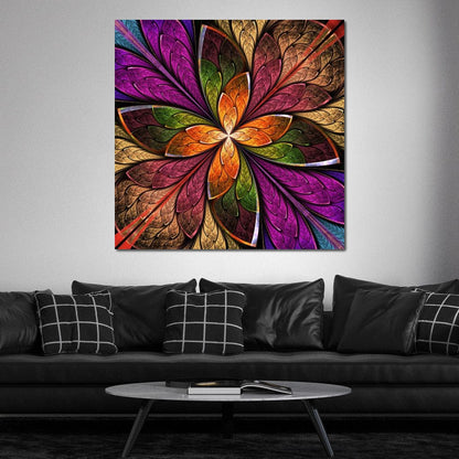 Fractal Flower in Multicolors Canvas Wall Art