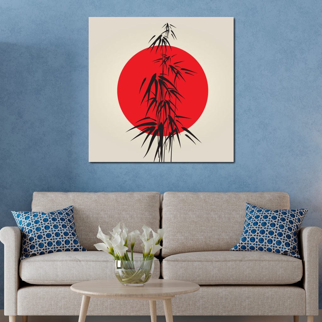 Red and Black Bamboo Canvas Wall Art