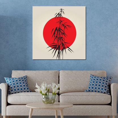 Red and Black Bamboo Canvas Wall Art