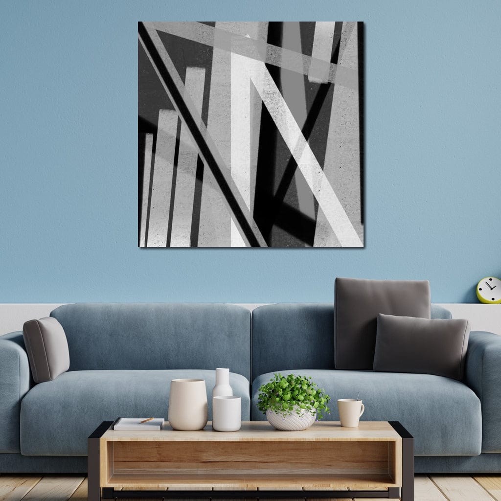 Black & White Lines v2 Canvas Wall Art