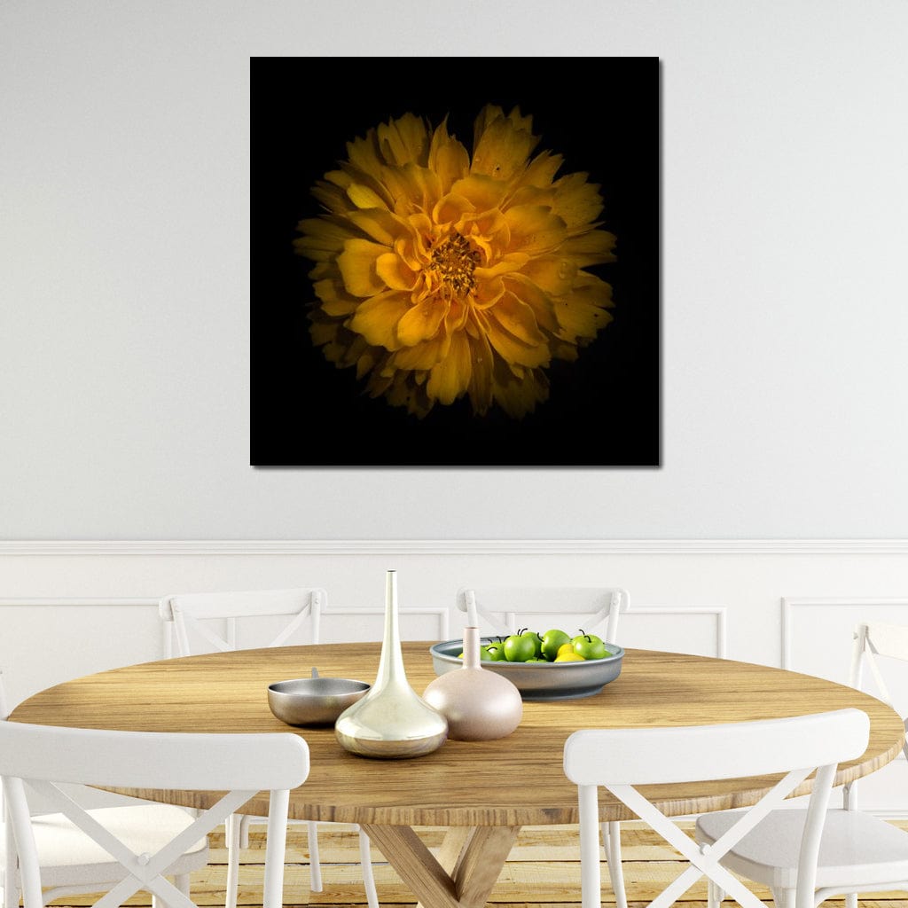 Orange Background Flowers Canvas Wall Art