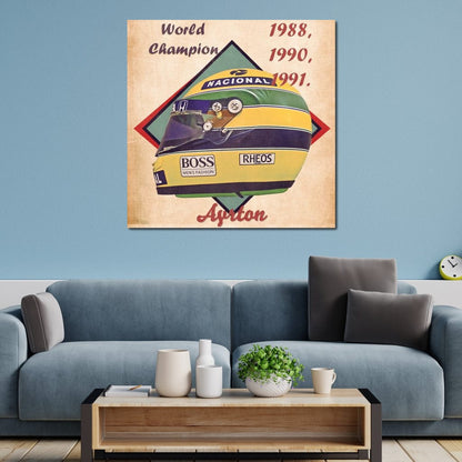Ayrton Senna 1988 Helmet Canvas Wall Art
