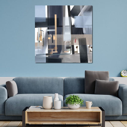 Glass and Tubular Steel Canvas Wall Art