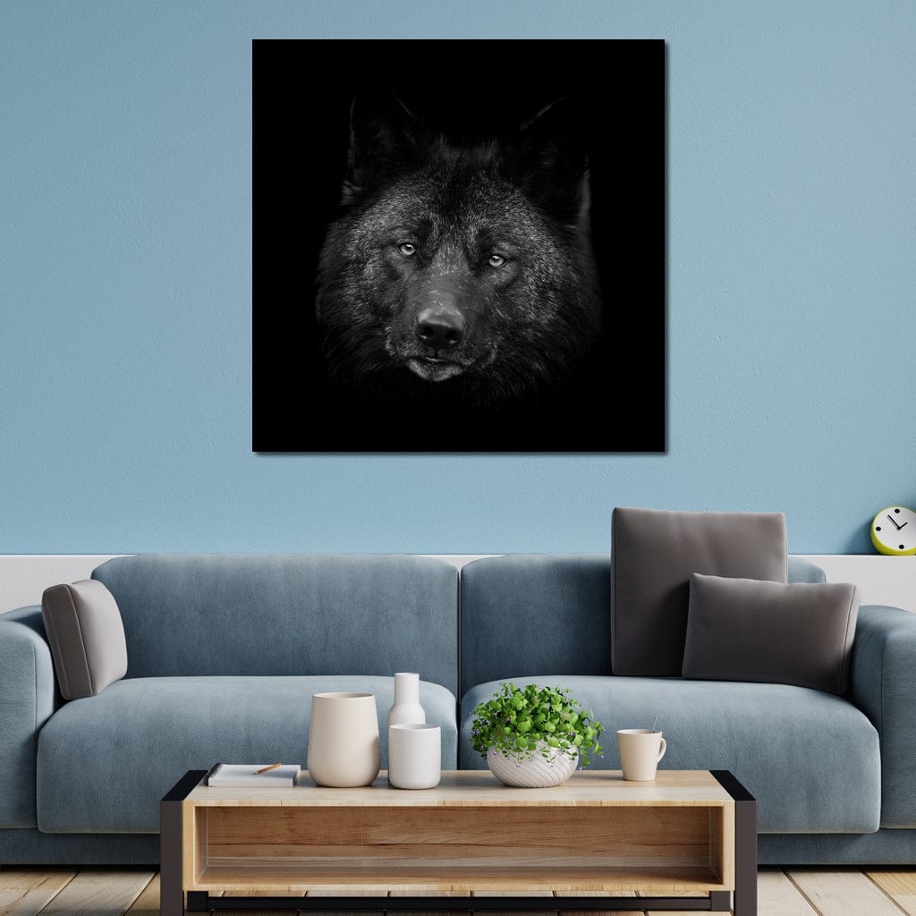 Black and White Wolf Canvas Wall Art