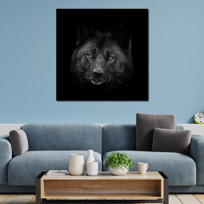 Black and White Wolf Canvas Wall Art