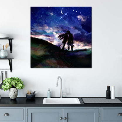 Kissing Under the Stars Canvas Wall Art