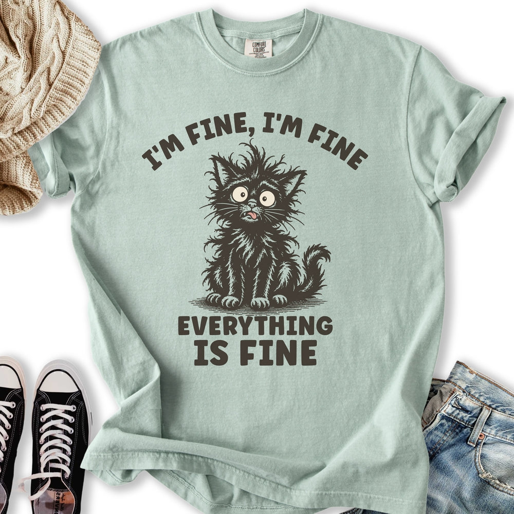 Everything Is Fine Cat Relaxed Tee