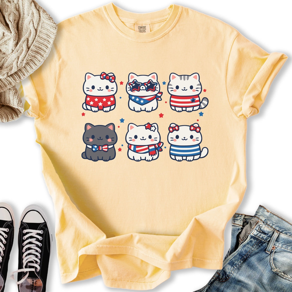 Cute Patriotic Cats Relaxed Tee