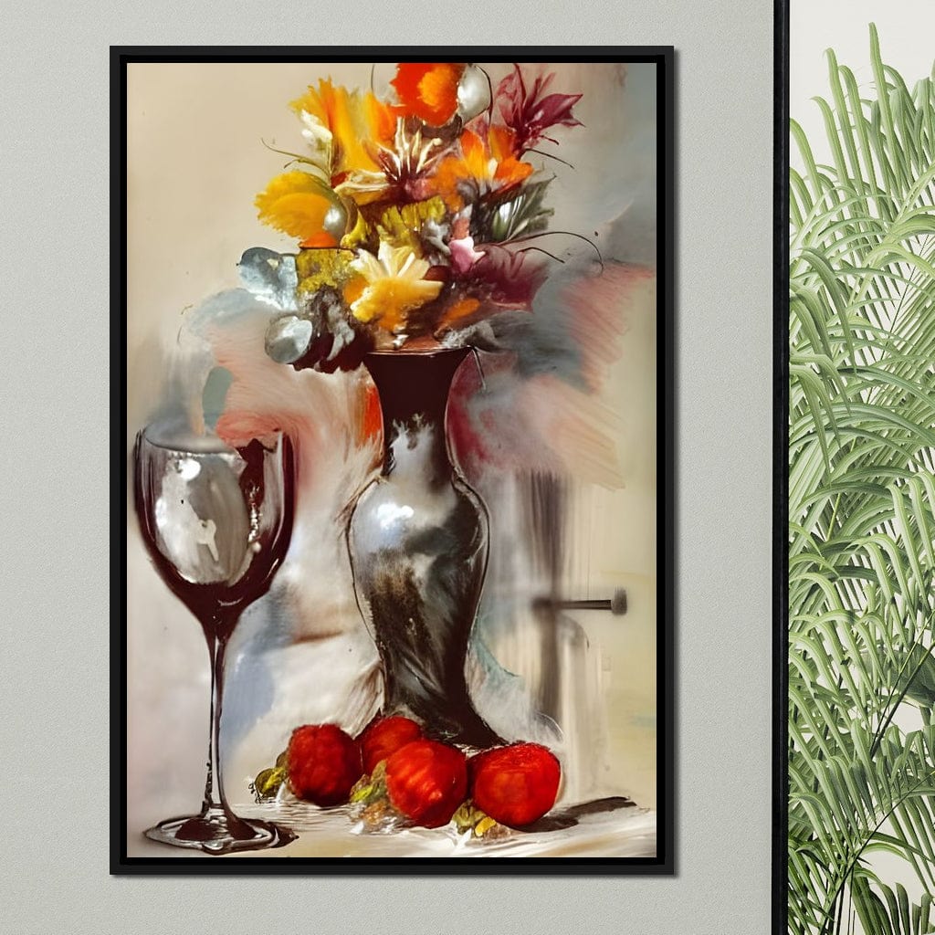 Abstract Wine & Flowers 02 Canvas Wall Art